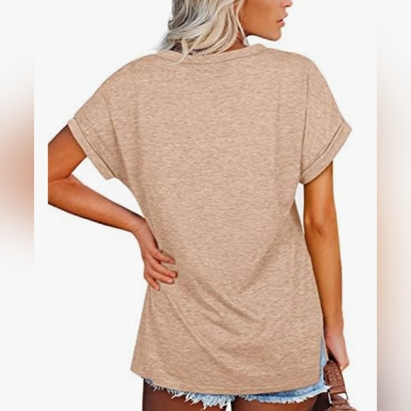 Plus Size Women's Summer Solid Color V-Neck Batwing Short Sleev… - Picture 2 of 3